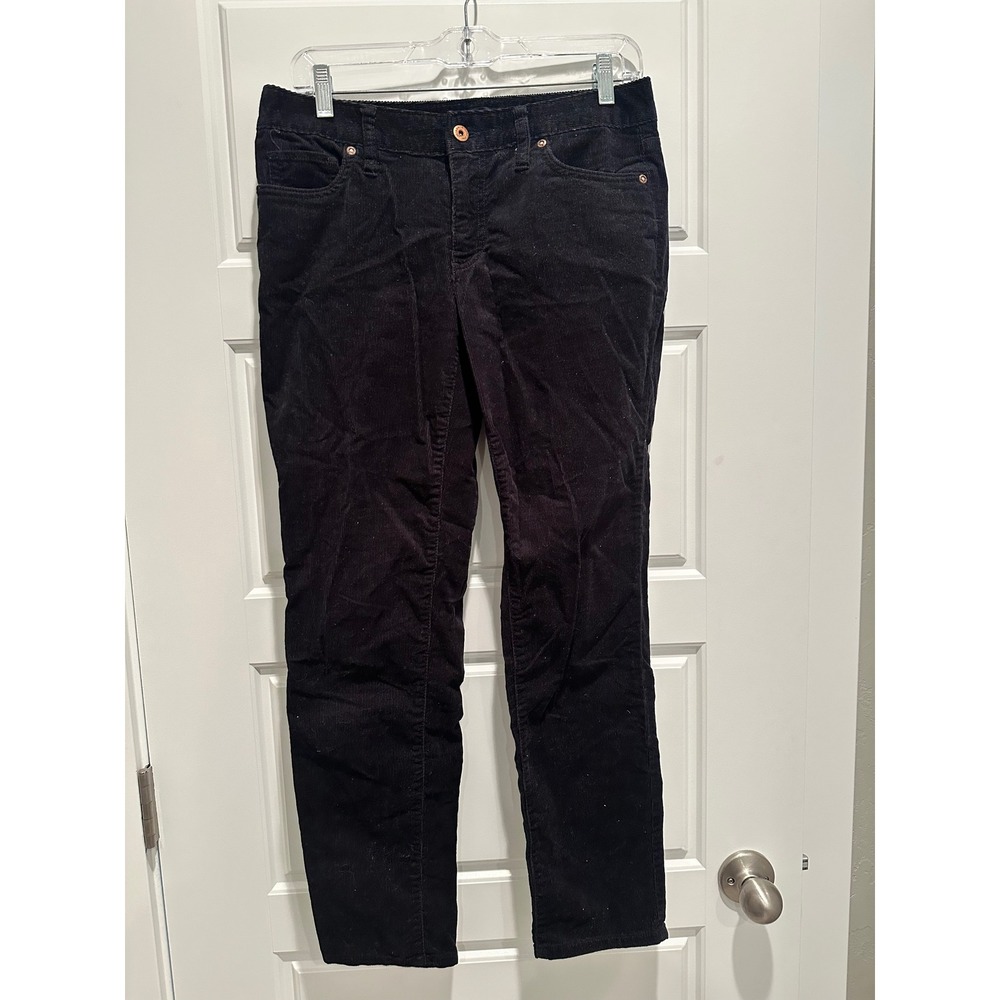 Lands End Black Corduroy Pants Fit 1 Straight Leg Size 4 Fall Trousers Office